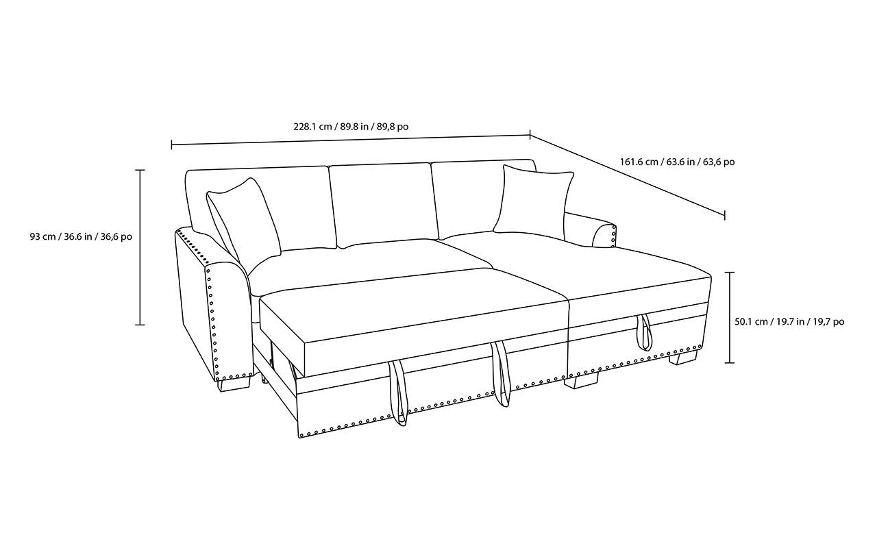 amaya fabric sleeper sofa sectional